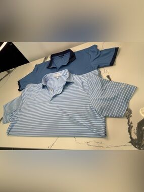 2 Peter Millar Summer Comfort Polo Shirts Size L